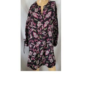 Roz & Ali Dress floral crepe Dark Cottagecore XL Shift Feminine BOHO Chic flowy